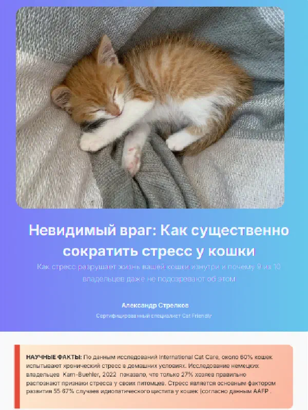 Стресс у кошки: 15 признаков и план на месяц — Страницы гайда, стр. 1